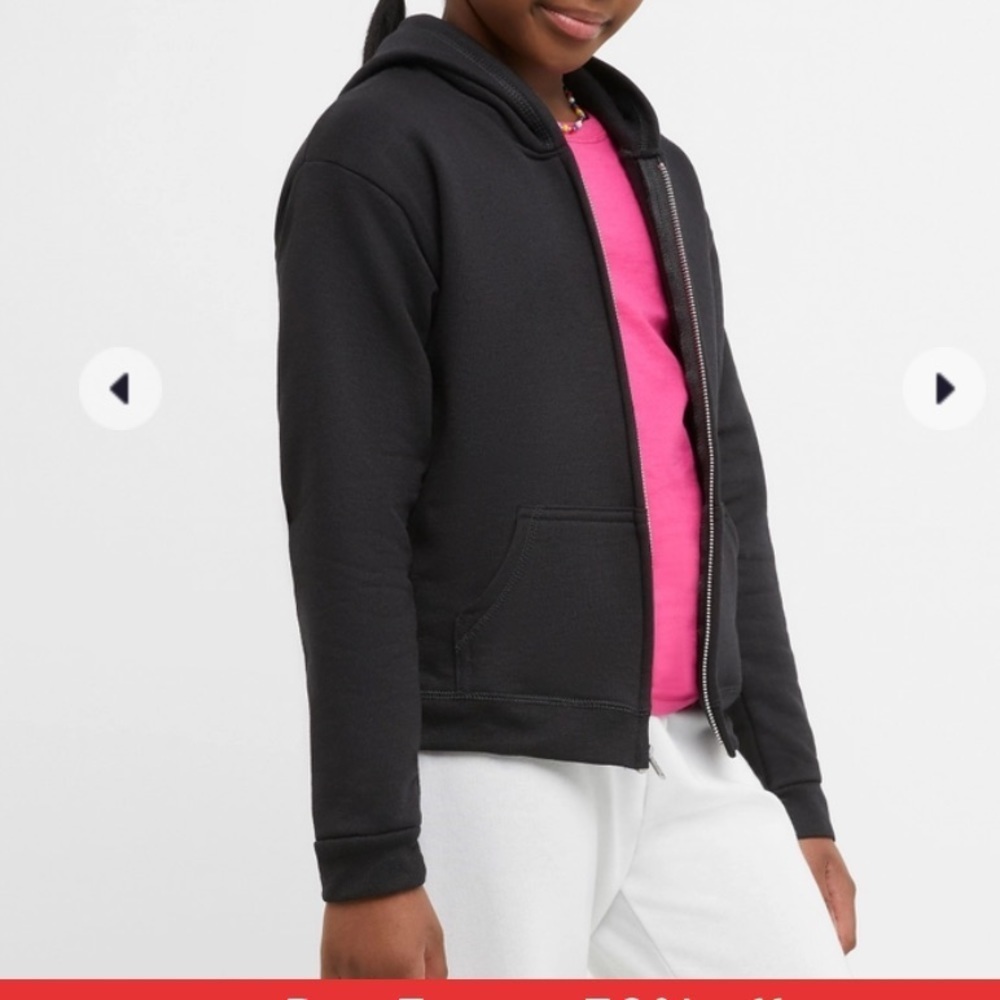 BLACK Hanes full zips kids hoodie - Picture 3 of 5